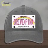 Drive Pink Hawaii Novelty License Plate Hat Unconstructed Cotton / Charcoal