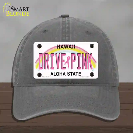 Drive Pink Hawaii Novelty License Plate Hat Unconstructed Cotton / Charcoal