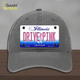 Drive Pink Illinois Novelty License Plate Hat Unconstructed Cotton / Charcoal