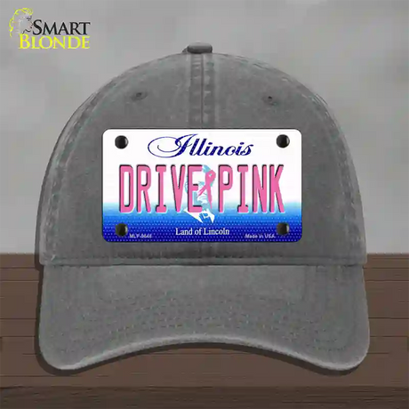 Drive Pink Illinois Novelty License Plate Hat Unconstructed Cotton / Charcoal