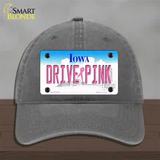 Drive Pink Iowa Novelty License Plate Hat Unconstructed Cotton / Charcoal