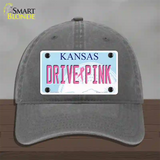 Drive Pink Kansas Novelty License Plate Hat Unconstructed Cotton / Charcoal