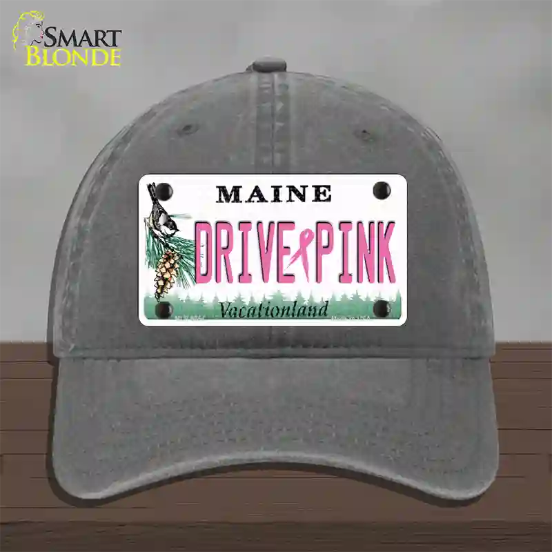 Drive Pink Maine Novelty License Plate Hat Unconstructed Cotton / Charcoal