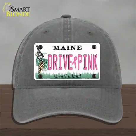 Drive Pink Maine Novelty License Plate Hat Unconstructed Cotton / Charcoal