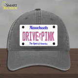 Drive Pink Massachusetts Novelty License Plate Hat Unconstructed Cotton / Charcoal