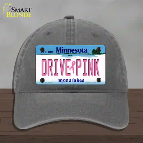 Drive Pink Minnesota Novelty License Plate Hat Unconstructed Cotton / Charcoal