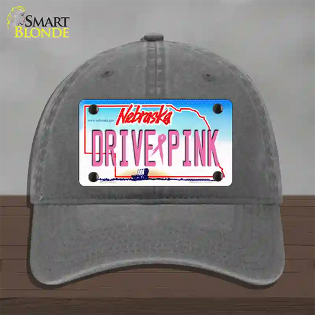 Drive Pink Nebraska Novelty License Plate Hat Unconstructed Cotton / Charcoal