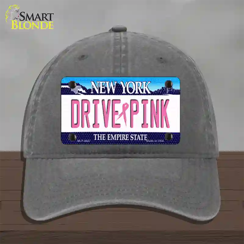 Drive Pink New York Novelty License Plate Hat Unconstructed Cotton / Charcoal