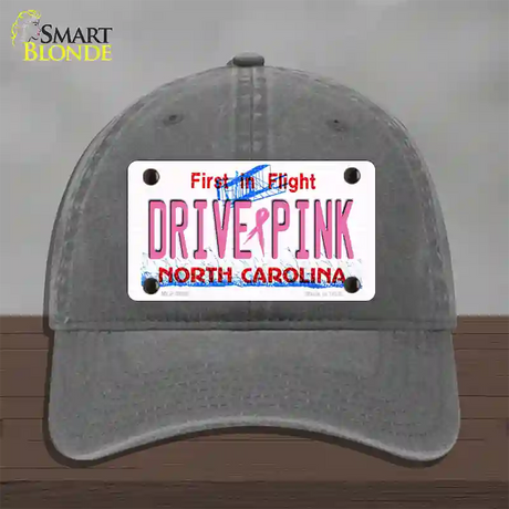 Drive Pink North Carolina Novelty License Plate Hat Unconstructed Cotton / Charcoal