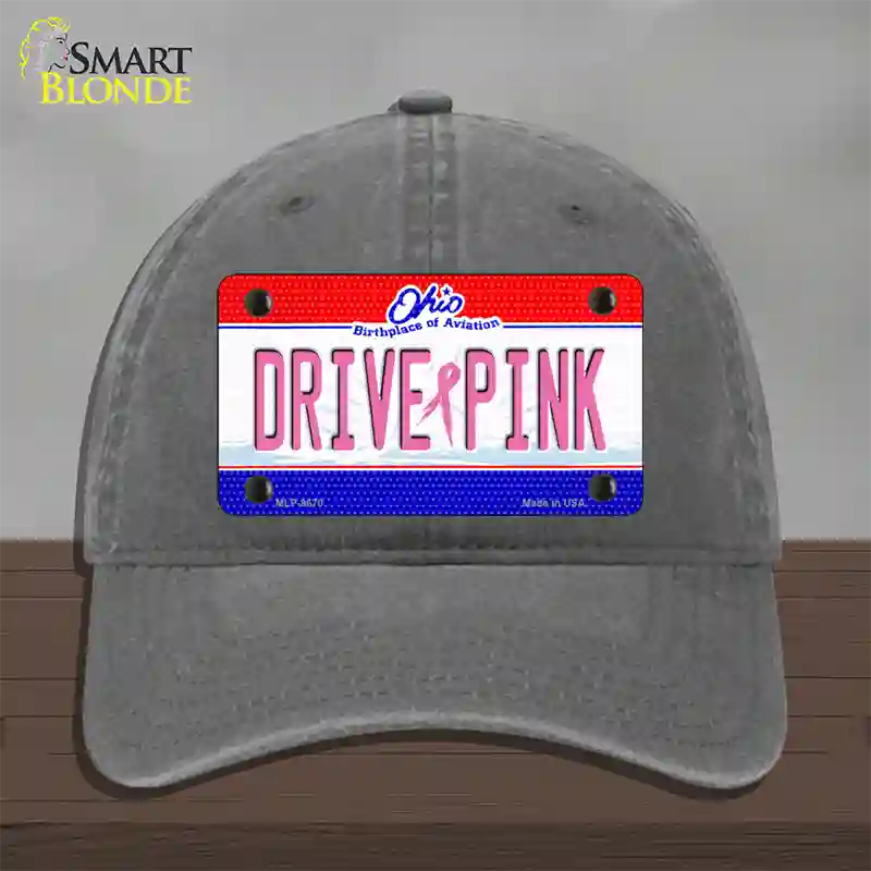 Drive Pink Ohio Novelty License Plate Hat Unconstructed Cotton / Charcoal