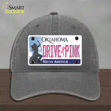 Drive Pink Oklahoma Novelty License Plate Hat Unconstructed Cotton / Charcoal