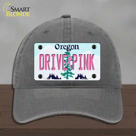 Drive Pink Oregon Novelty License Plate Hat Unconstructed Cotton / Charcoal