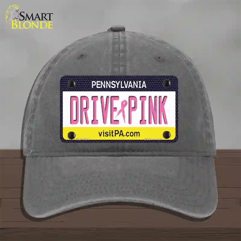 Drive Pink Pennsylvania Novelty License Plate Hat Unconstructed Cotton / Charcoal