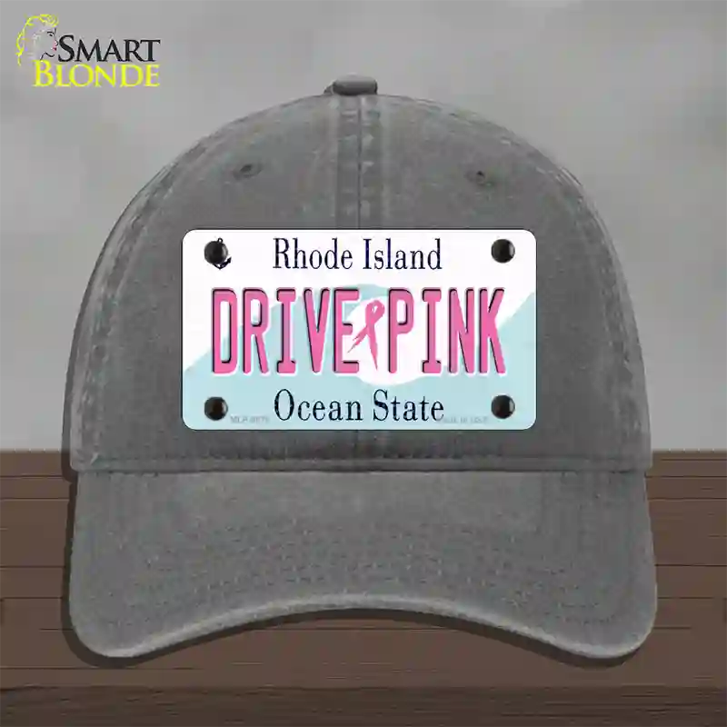 Drive Pink Rhode Island Novelty License Plate Hat Unconstructed Cotton / Charcoal