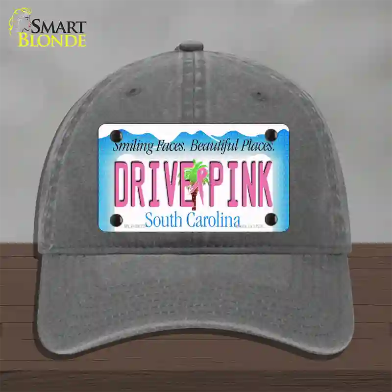 Drive Pink South Carolina Novelty License Plate Hat Unconstructed Cotton / Charcoal