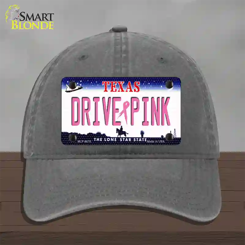 Drive Pink Texas Novelty License Plate Hat Unconstructed Cotton / Charcoal