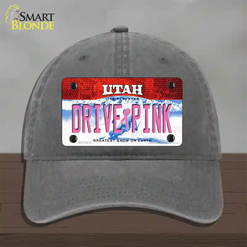 Drive Pink Utah Novelty License Plate Hat Unconstructed Cotton / Charcoal