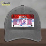 Drive Pink Utah Novelty License Plate Hat Unconstructed Cotton / Charcoal