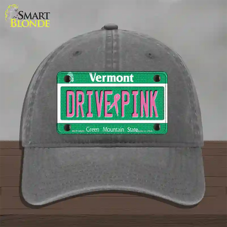 Drive Pink Vermont Novelty License Plate Hat Unconstructed Cotton / Charcoal