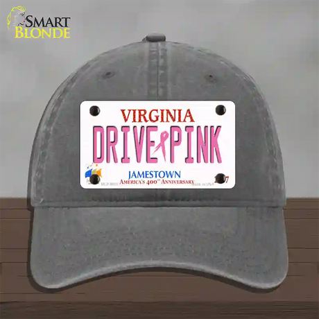 Drive Pink Virginia Novelty License Plate Hat Unconstructed Cotton / Charcoal