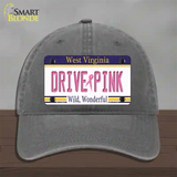 Drive Pink West Virginia Novelty License Plate Hat Unconstructed Cotton / Charcoal