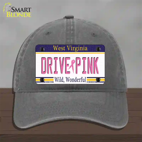 Drive Pink West Virginia Novelty License Plate Hat Unconstructed Cotton / Charcoal