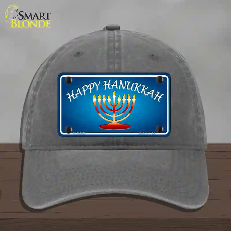 Hanukkah Novelty License Plate Hat Unconstructed Cotton / Charcoal