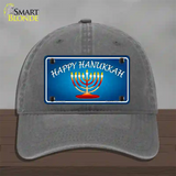 Hanukkah Novelty License Plate Hat Unconstructed Cotton / Charcoal