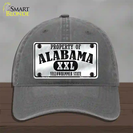 Property Of Alabama Novelty License Plate Hat Unconstructed Cotton / Charcoal