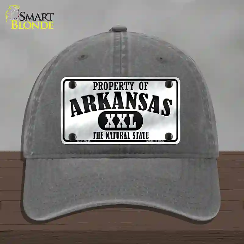 Property Of Arkansas Novelty License Plate Hat Unconstructed Cotton / Charcoal