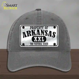 Property Of Arkansas Novelty License Plate Hat Unconstructed Cotton / Charcoal