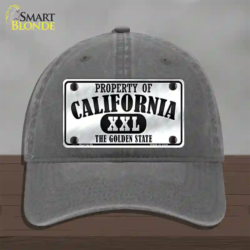 Property Of California Novelty License Plate Hat Unconstructed Cotton / Charcoal