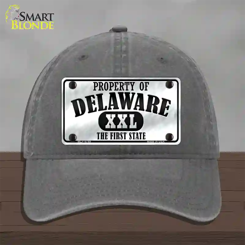 Property Of Delaware Novelty License Plate Hat Unconstructed Cotton / Charcoal