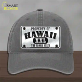 Property Of Hawaii Novelty License Plate Hat Unconstructed Cotton / Charcoal