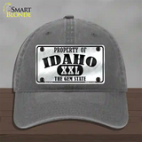 Property Of Idaho Novelty License Plate Hat Unconstructed Cotton / Charcoal