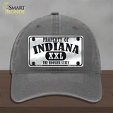 Property Of Indiana Novelty License Plate Hat Unconstructed Cotton / Charcoal