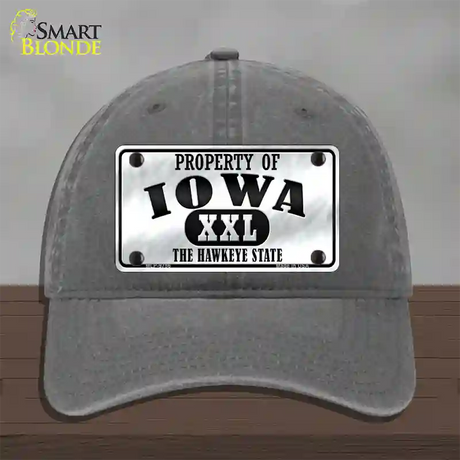 Property Of Iowa Novelty License Plate Hat Unconstructed Cotton / Charcoal