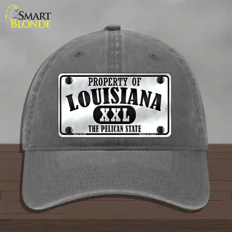 Property Of Louisiana Novelty License Plate Hat Unconstructed Cotton / Charcoal