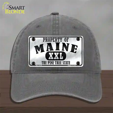 Property Of Maine Novelty License Plate Hat Unconstructed Cotton / Charcoal