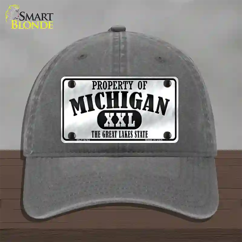 Property Of Michigan Novelty License Plate Hat Unconstructed Cotton / Charcoal