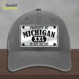 Property Of Michigan Novelty License Plate Hat Unconstructed Cotton / Charcoal