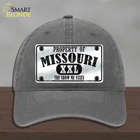 Property Of Missouri Novelty License Plate Hat Unconstructed Cotton / Charcoal