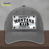 Property Of Montana Novelty License Plate Hat Unconstructed Cotton / Charcoal