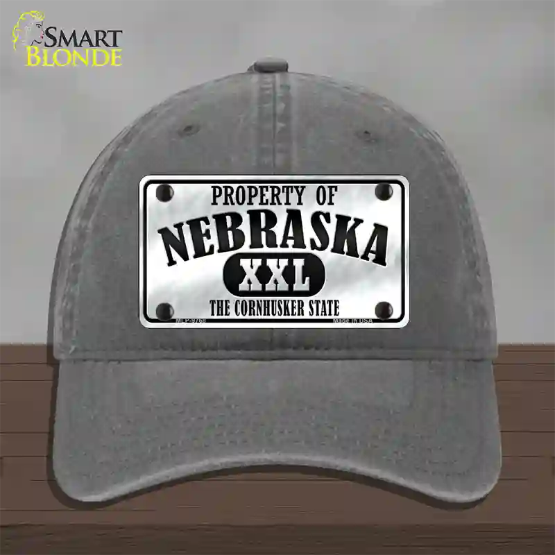 Property Of Nebraska Novelty License Plate Hat Unconstructed Cotton / Charcoal