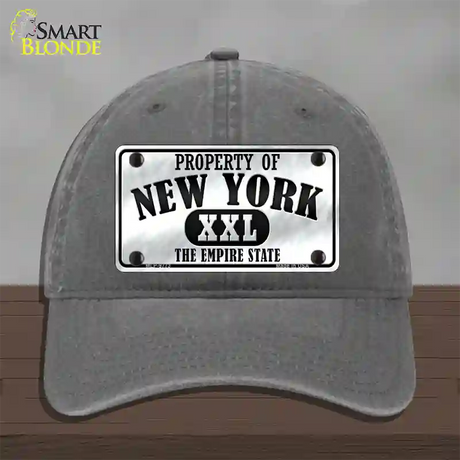 Property Of New York Novelty License Plate Hat Unconstructed Cotton / Charcoal