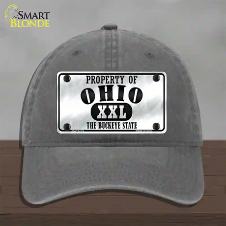 Property Of Ohio Novelty License Plate Hat Unconstructed Cotton / Charcoal