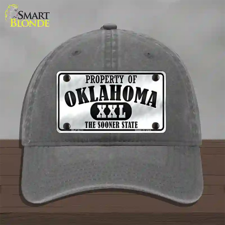 Property Of Oklahoma Novelty License Plate Hat Unconstructed Cotton / Charcoal