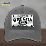 Property Of Oregon Novelty License Plate Hat Unconstructed Cotton / Charcoal