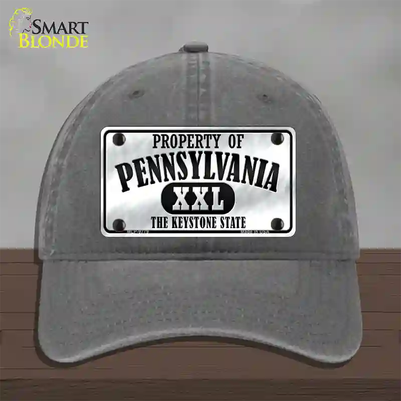 Property Of Pennsylvania Novelty License Plate Hat Unconstructed Cotton / Charcoal