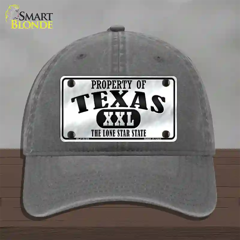 Property Of Texas Novelty License Plate Hat Unconstructed Cotton / Charcoal